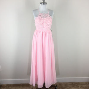 new Renz M Pink White Formal Evening Gown dress